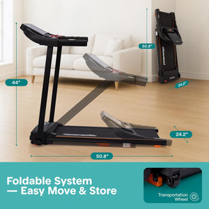 Serenelife Foldable Smart Digital Treadmill With 5 Led Display Windows, Bluetooth Music Connectivity, Advanced App Integration, High-Performance Cushioning System, And 2-Level Manual Incline For Optimal Workouts - Powered By 2.5Hp Motor