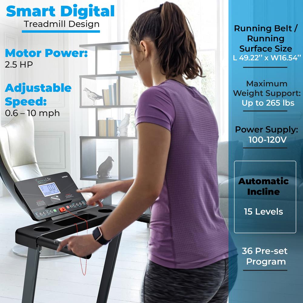 Digital Smart Treadmill With Automatic Incline 15 Levelsfolding Treadmill Electric Motorized Running Machine - 36 Pre-Set Program