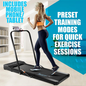 Folding Treadmill Electric Motorized Running Machine - 16 Pre-Set Program, 1.5 Hp Power, Max Speed 7.5 Mph, Led Display & Mobile Phone/Tablet For Indoor Exercise