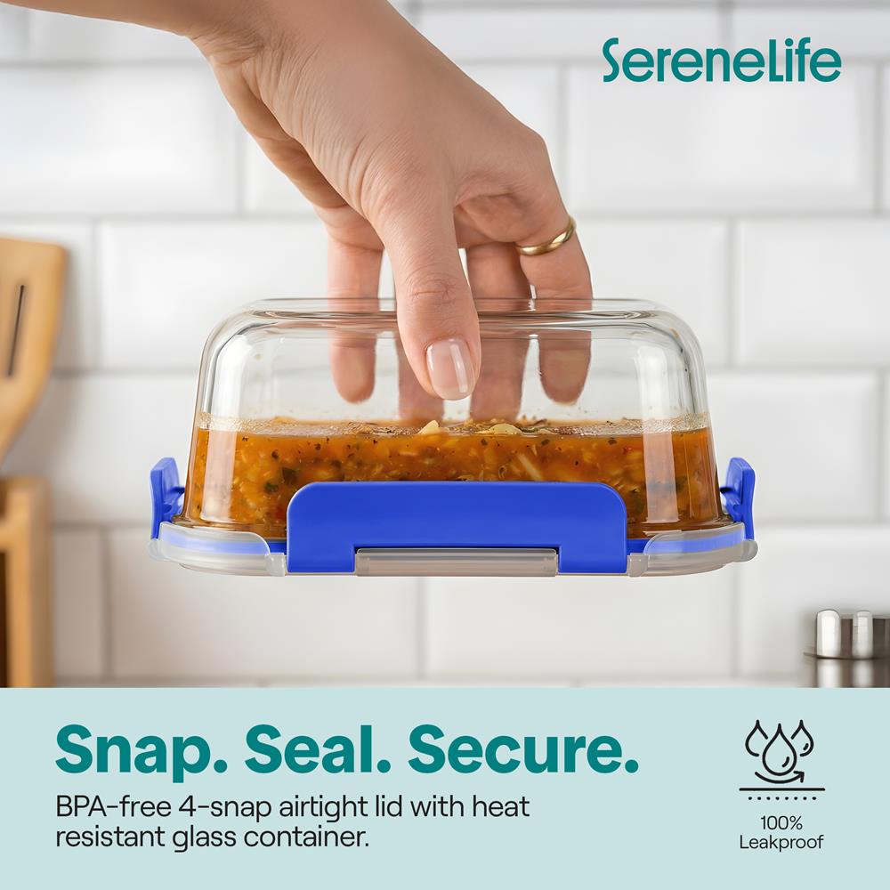 24-Piece Glass Storage Set, Leak-Proof, High Borosilicate, Blue