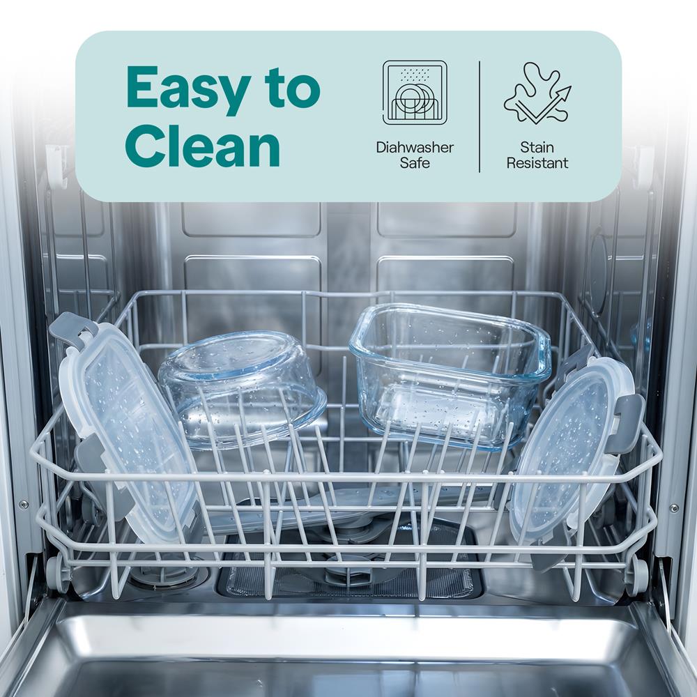 24-Piece Glass Storage Set, Leak-Proof, High Borosilicate, Blue