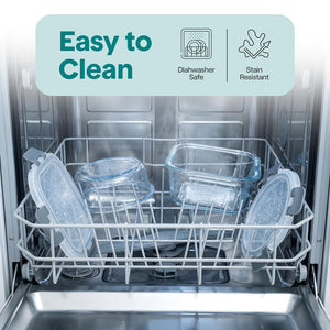 24-Piece Glass Storage Set, Leak-Proof, High Borosilicate, Blue