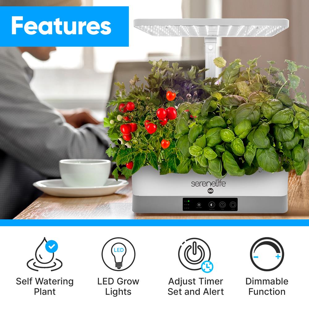 Smart Indoor Garden - Indoor Herb Garden With Led Grow Lights Panel (Black)