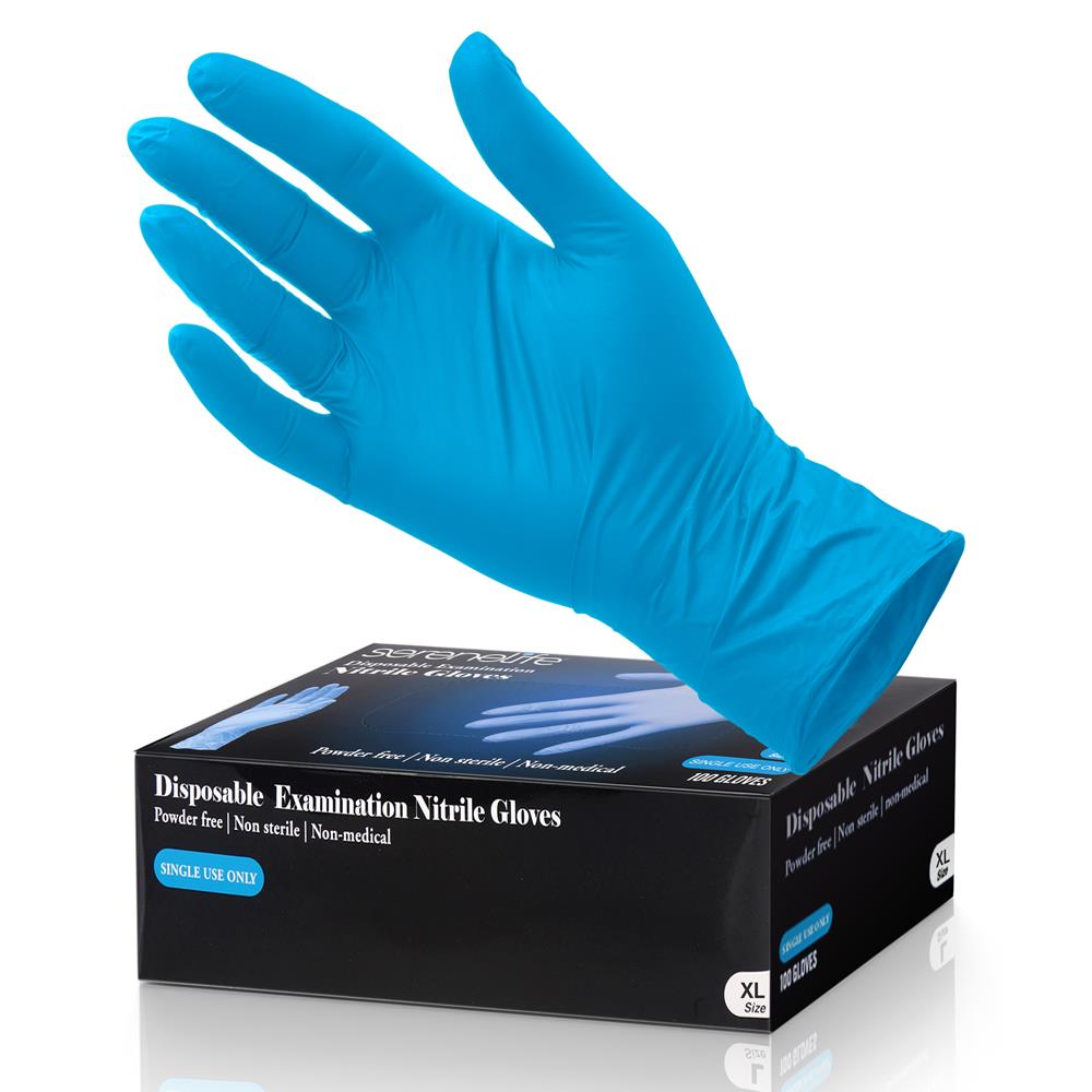 Disposable Nitrile Gloves 100 Pcs - Puncture Resistant, Extra
