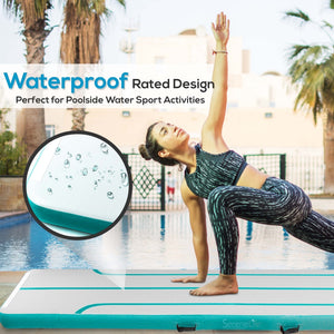 Inflatable Gymnastics Mat 13ft - Bouncy, Durable, Aquamarine