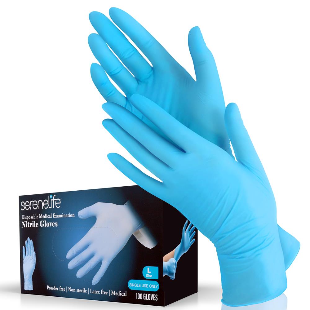 100 Pcs. Soft Industrial Gloves - Disposable Nitrile Gloves, Latex Free (Large Size)