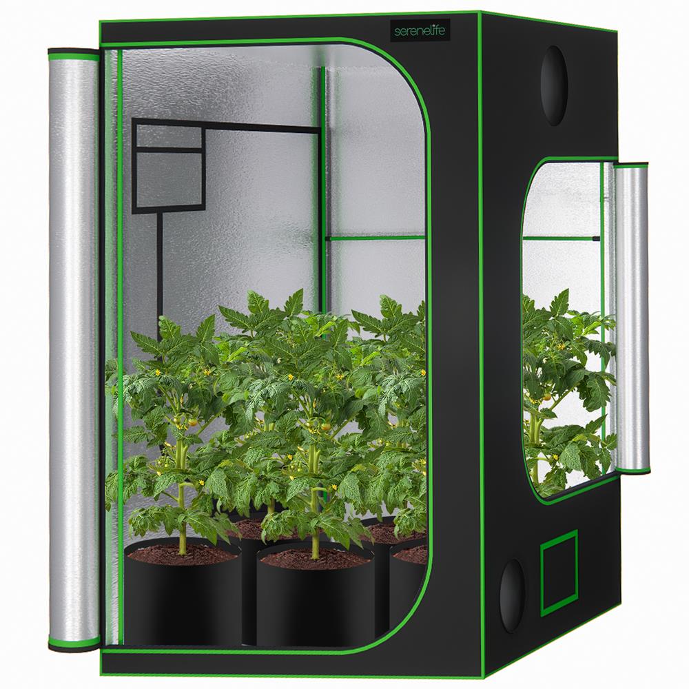 Medium Hydroponic Grow Tent Garden - Reflective 600D Mylar With Observation Window And Floor Tray For Indoor Plant Growing