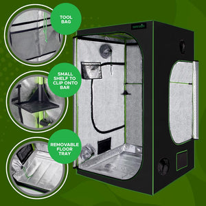 Medium Hydroponic Grow Tent Garden - Reflective 600D Mylar With Observation Window And Floor Tray For Indoor Plant Growing