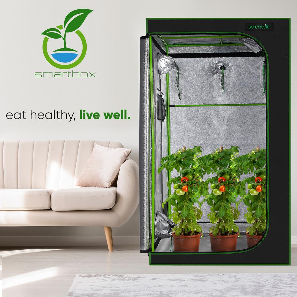 Medium Hydroponic Grow Tent Garden - Reflective 600D Mylar With Observation Window And Floor Tray For Indoor Plant Growing