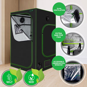 Medium Hydroponic Grow Tent Garden - Reflective 600D Mylar With Observation Window And Floor Tray For Indoor Plant Growing