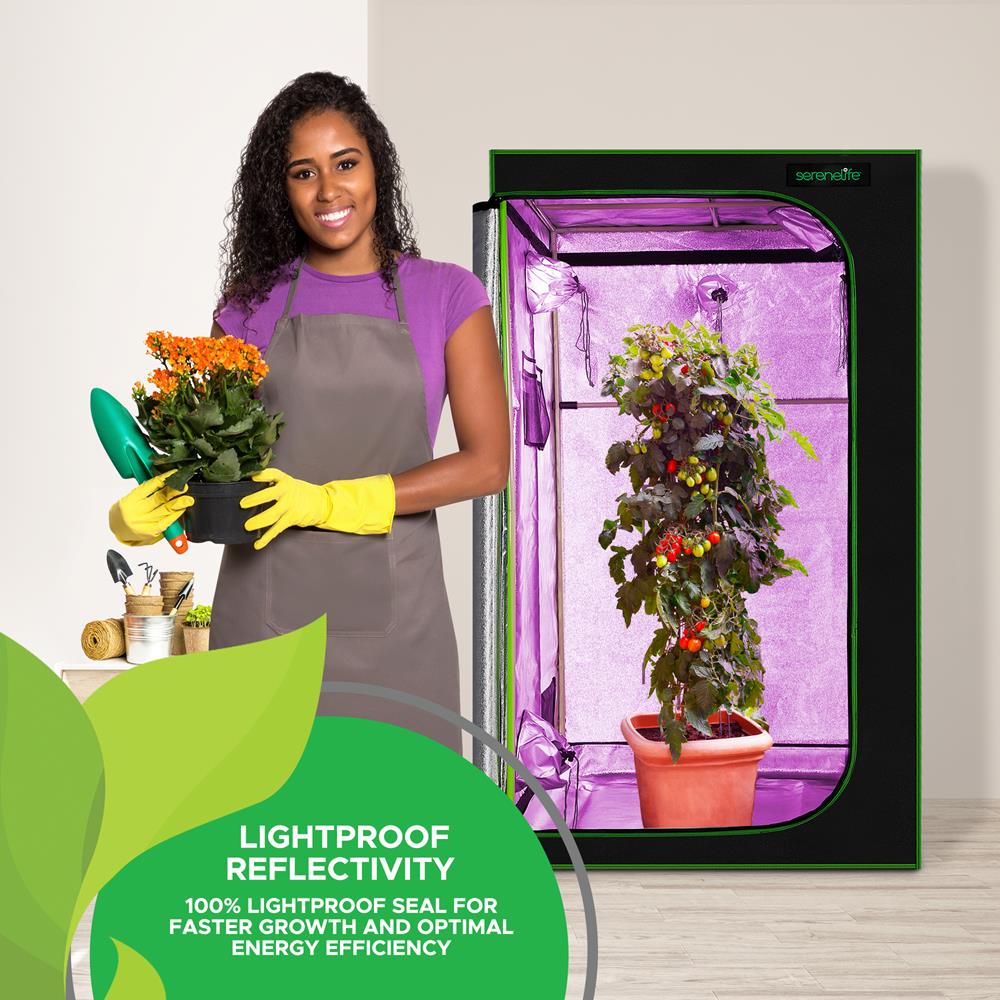 Medium Hydroponic Grow Tent Garden - Reflective 600D Mylar With Observation Window And Floor Tray For Indoor Plant Growing