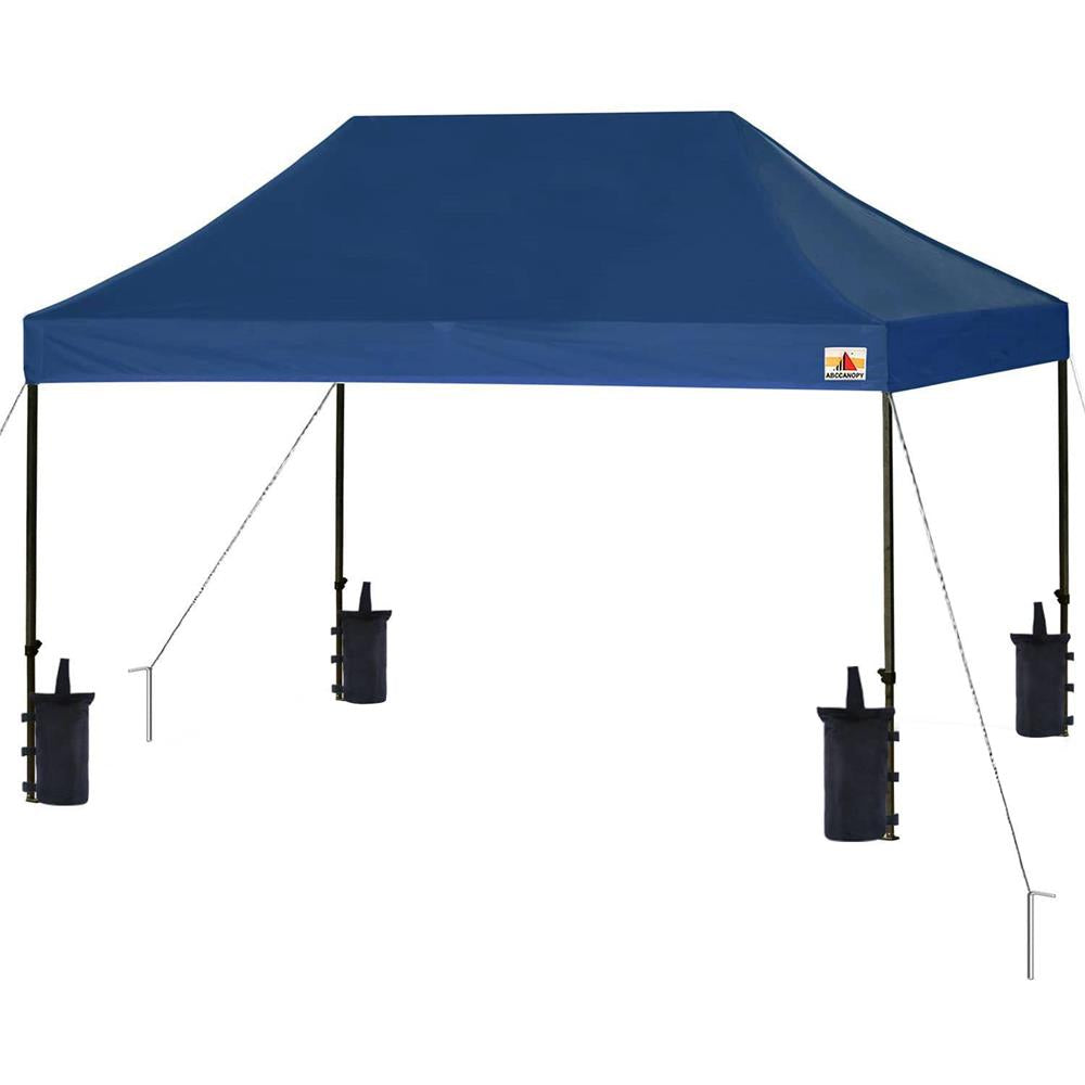 Pop Up Tent Commercial Instant Shelter - Waterproof Polyester Tent With Portable Wheeled Carry Bag And Sand Bag, 10 X 15 Ft. (Navy Blue)