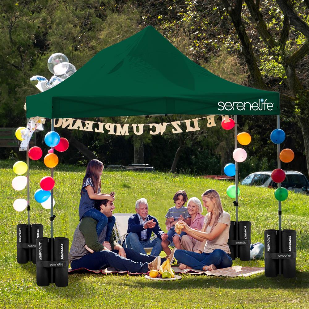 Pop Up Tent Commercial Instant Shelter - Waterproof Polyester Tent With Portable Wheeled Carry Bag And Sand Bag, 10 X 15 Ft. (Forest Green)