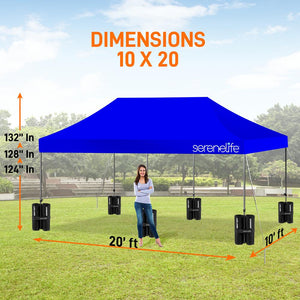 Pop Up Tent Commercial Instant Shelter - Waterproof Polyester Tent With Portable Wheeled Carry Bag And Sand Bag, 10 X 20 Ft. (Navy Blue)