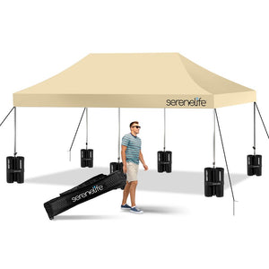 Pop Up Canopy Tent 10x20 - Waterproof, UV Blocker, Khaki