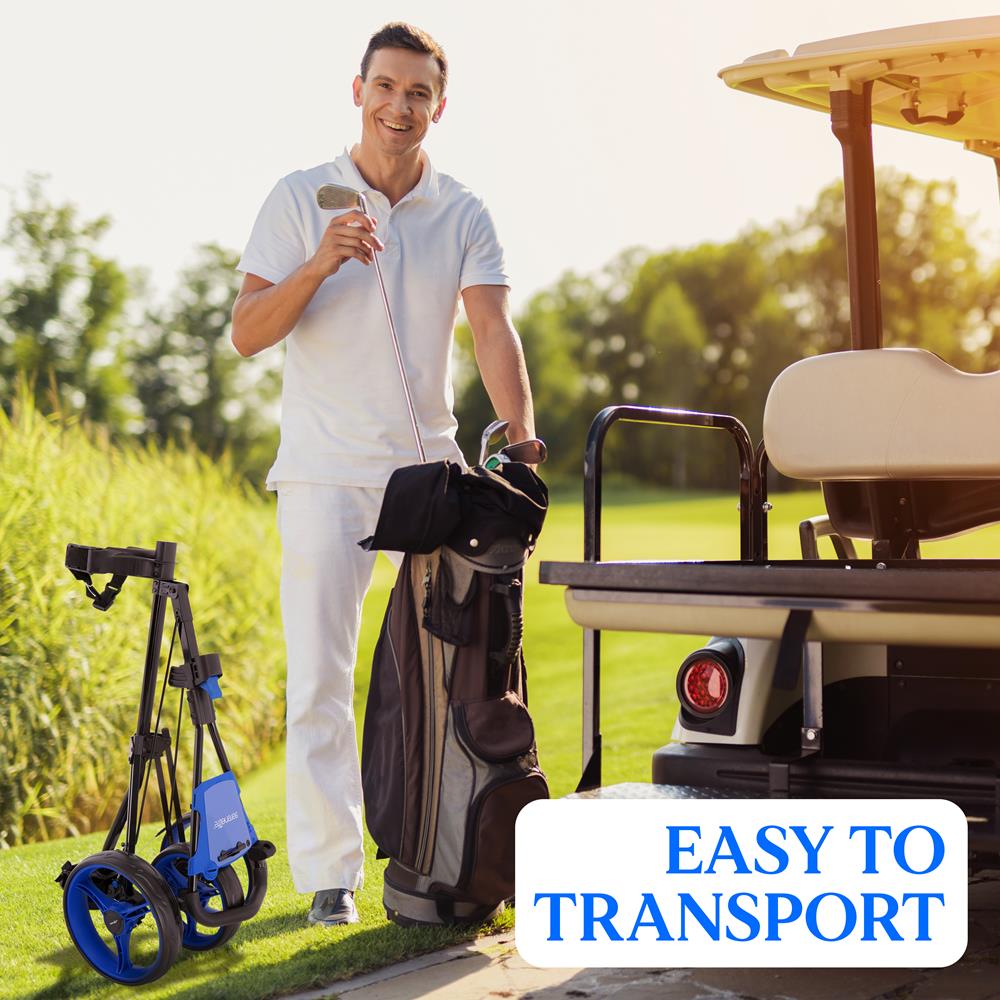 Foldable 3-Wheel Golf Push Cart - New Deluxe Scorecard