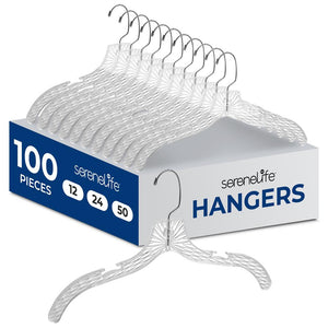 100-Pack Non-Slip Space-Saving Clear Plastic Hangers with Swivel Hook