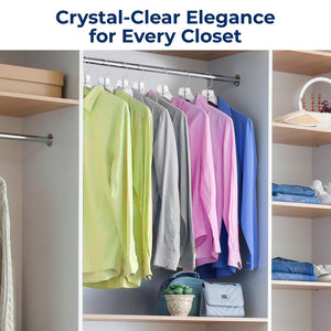 100-Pack Non-Slip Space-Saving Clear Plastic Hangers with Swivel Hook