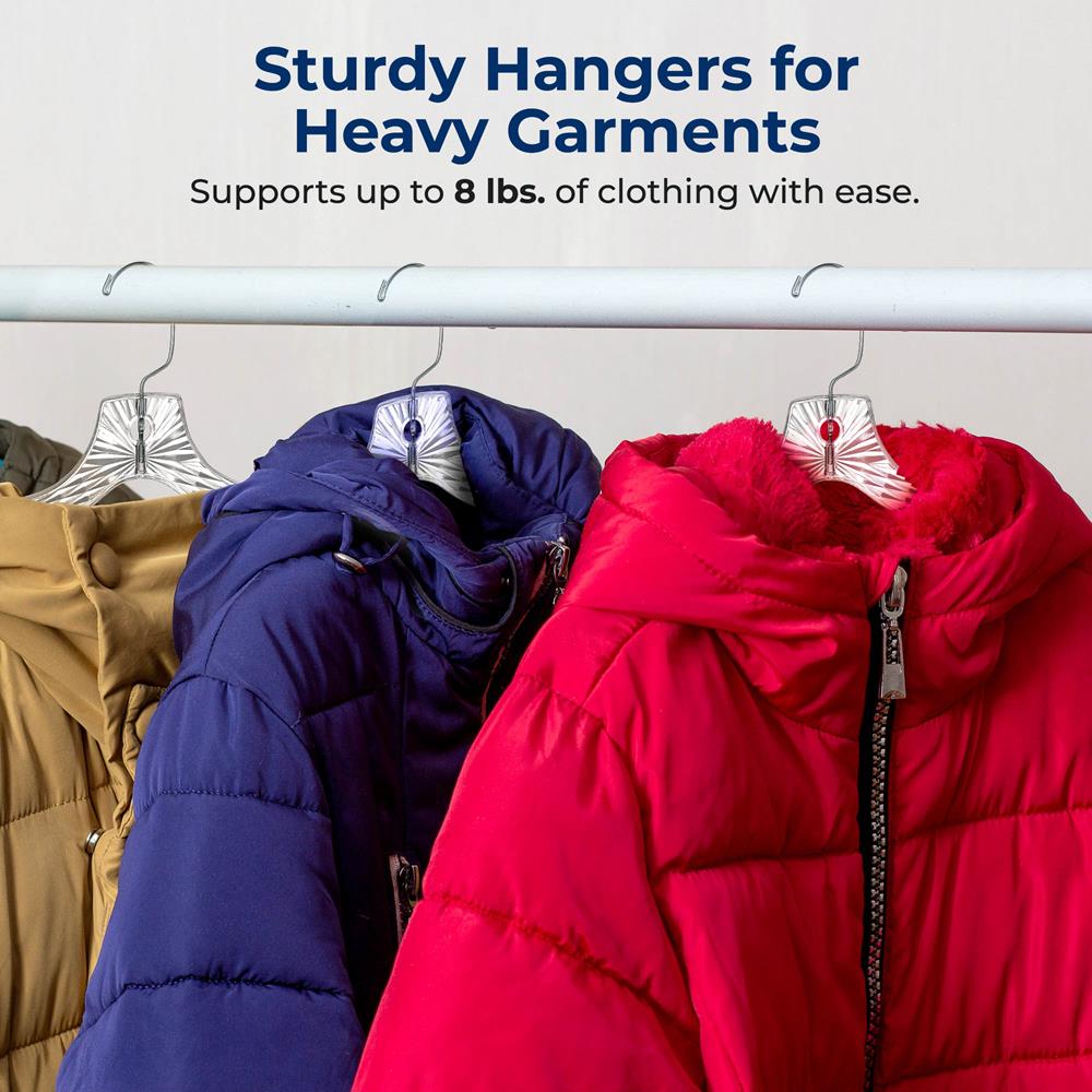 100-Pack Non-Slip Space-Saving Clear Plastic Hangers with Swivel Hook