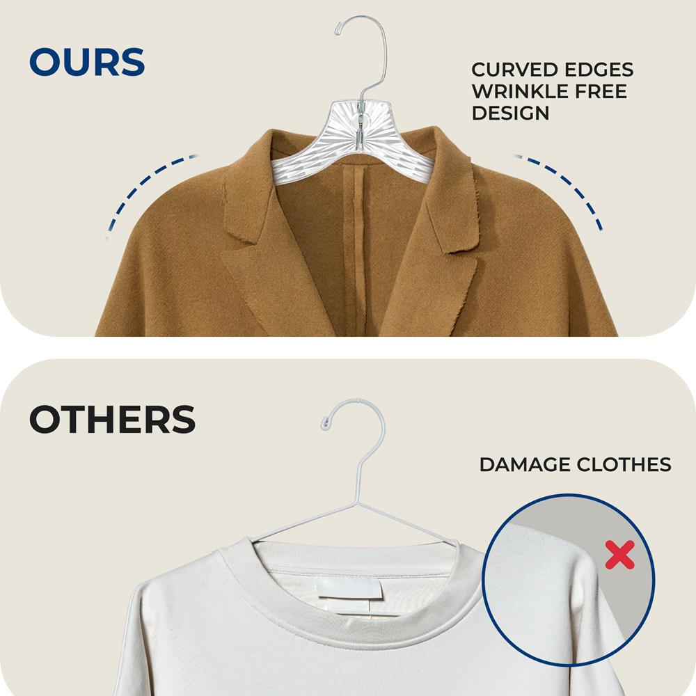 100-Pack Non-Slip Space-Saving Clear Plastic Hangers with Swivel Hook