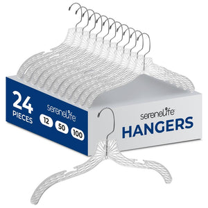 24-Pack Transparent Non-Slip Hangers, Space-Saving, Swivel Hook