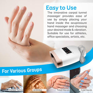 Electric Hand Massager With Compression – 5 Modes & 5 Levels Pressure Point Therapy Massager For Arthritis, Pain Relief, Carpal Tunnel, And Finger Numbness (White)