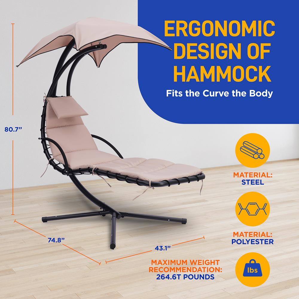 SereneLife Hanging Chaise Lounge Swing Chair - Thumbnail 5