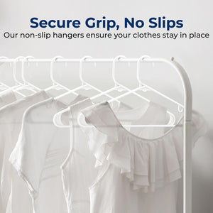 50-Pack White Plastic Hangers - Space-Saving, Durable, Non-Snag Design