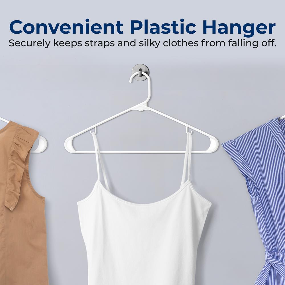 50-Pack White Plastic Hangers - Space-Saving, Durable, Non-Snag Design