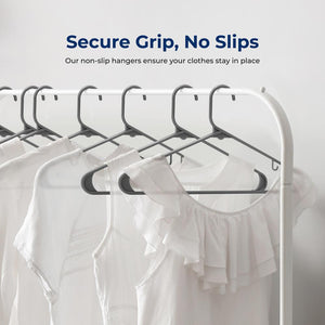 100 Pack Non-Slip Space-Saving Plastic Hangers, Ultra-Thin, Gray