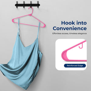 Plastic Clothes Hangers 100-Pack, Non-Slip, Space-Saving, Pink