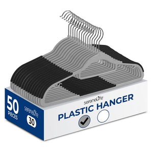 50-Pack Grey Non-Slip Clothes Hangers - Space-Saving, 360° Swivel Hooks