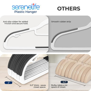30-Pack Non-Slip Clothes Hangers, Space-Saving ABS Plastic, White