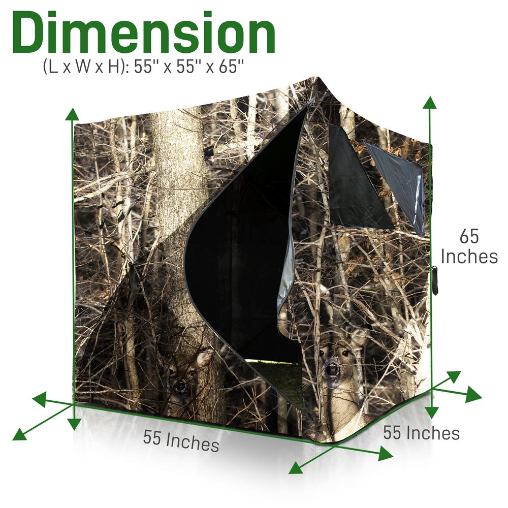 Care Taker Ground Hunting Blind - Patented Dual-Floor Kick-Outs, Water Repellent And Uv Treated, Includes Carrying Bag