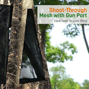 Care Taker Ground Hunting Blind - Patented Dual-Floor Kick-Outs, Water Repellent And Uv Treated, Includes Carrying Bag