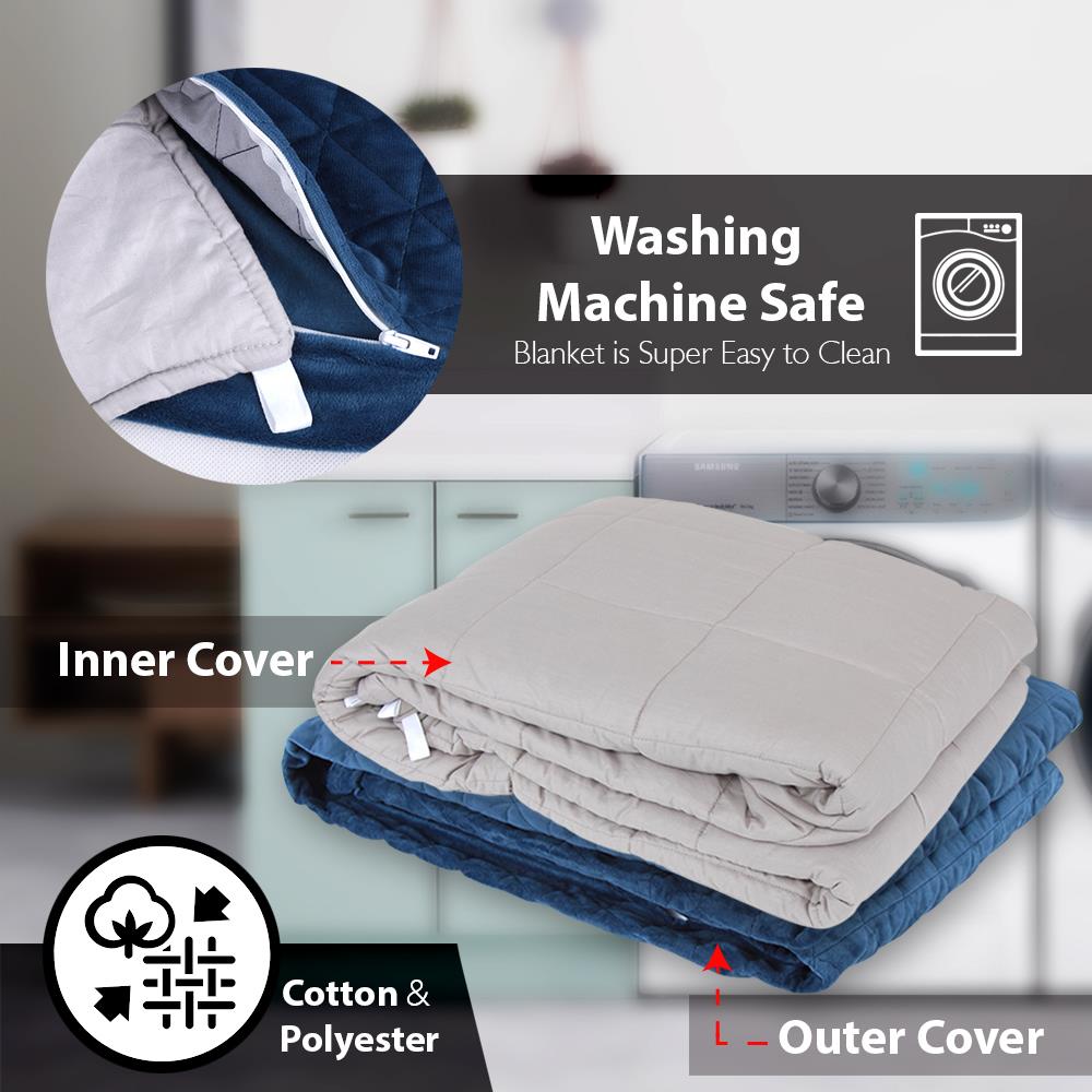 Weighted Blanket 20 lbs for Better Sleep, Glass Beads, Navy Blue