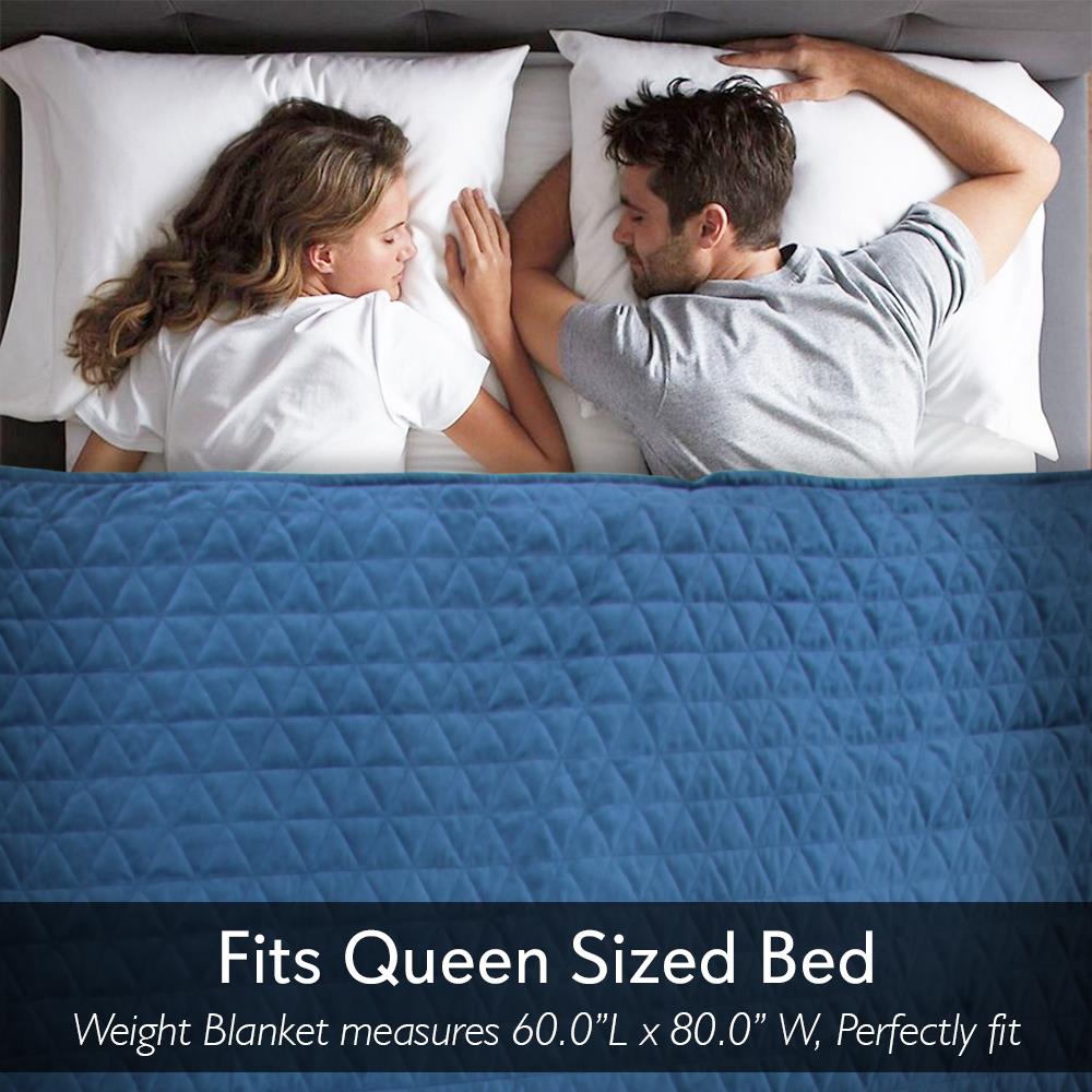 Weighted Blanket 20 lbs for Better Sleep, Glass Beads, Navy Blue
