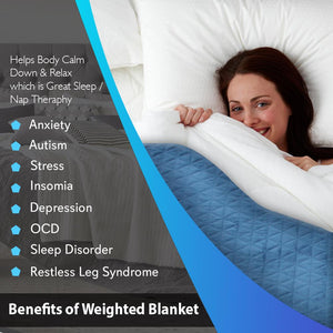 Weighted Blanket 20 lbs for Better Sleep, Glass Beads, Navy Blue