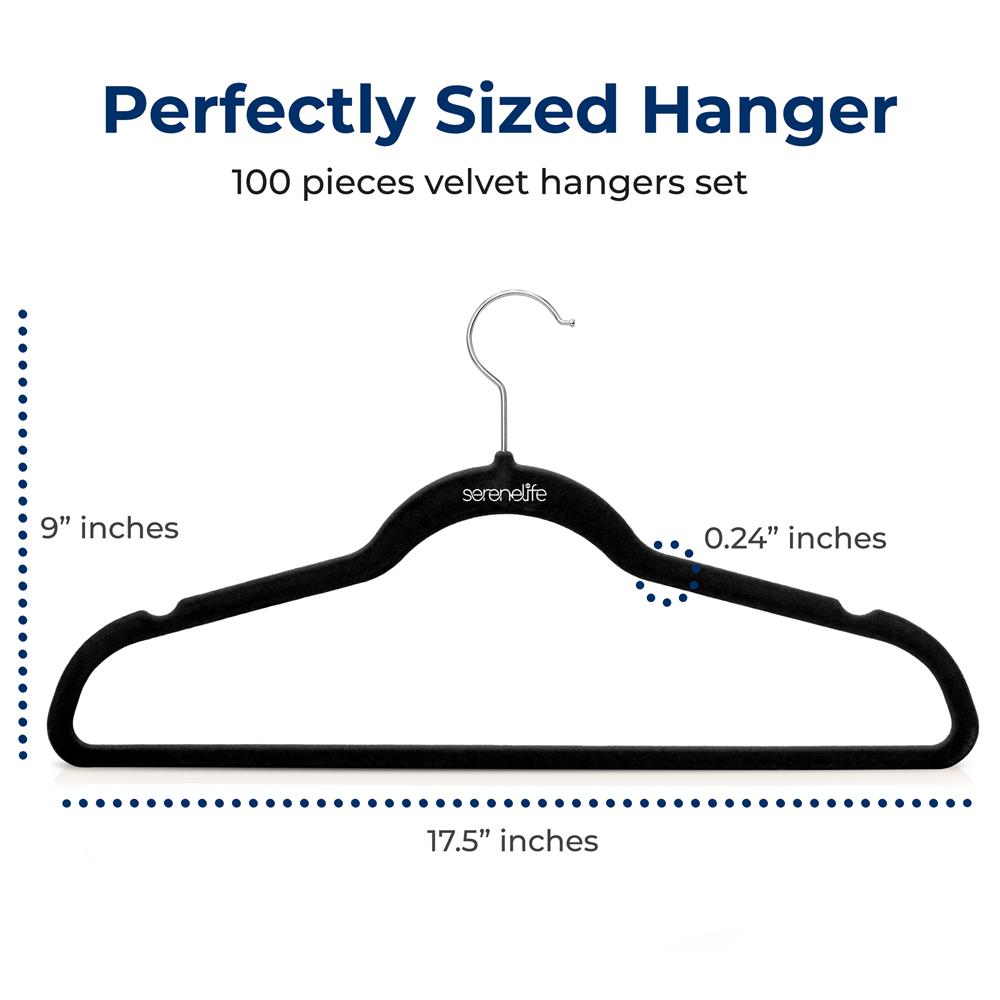 100 Pcs. Of Velvet Non-Slip Hangers For Clothes - Heavy Duty Coat Hanger Set With 360° Swivel Hook (Black)