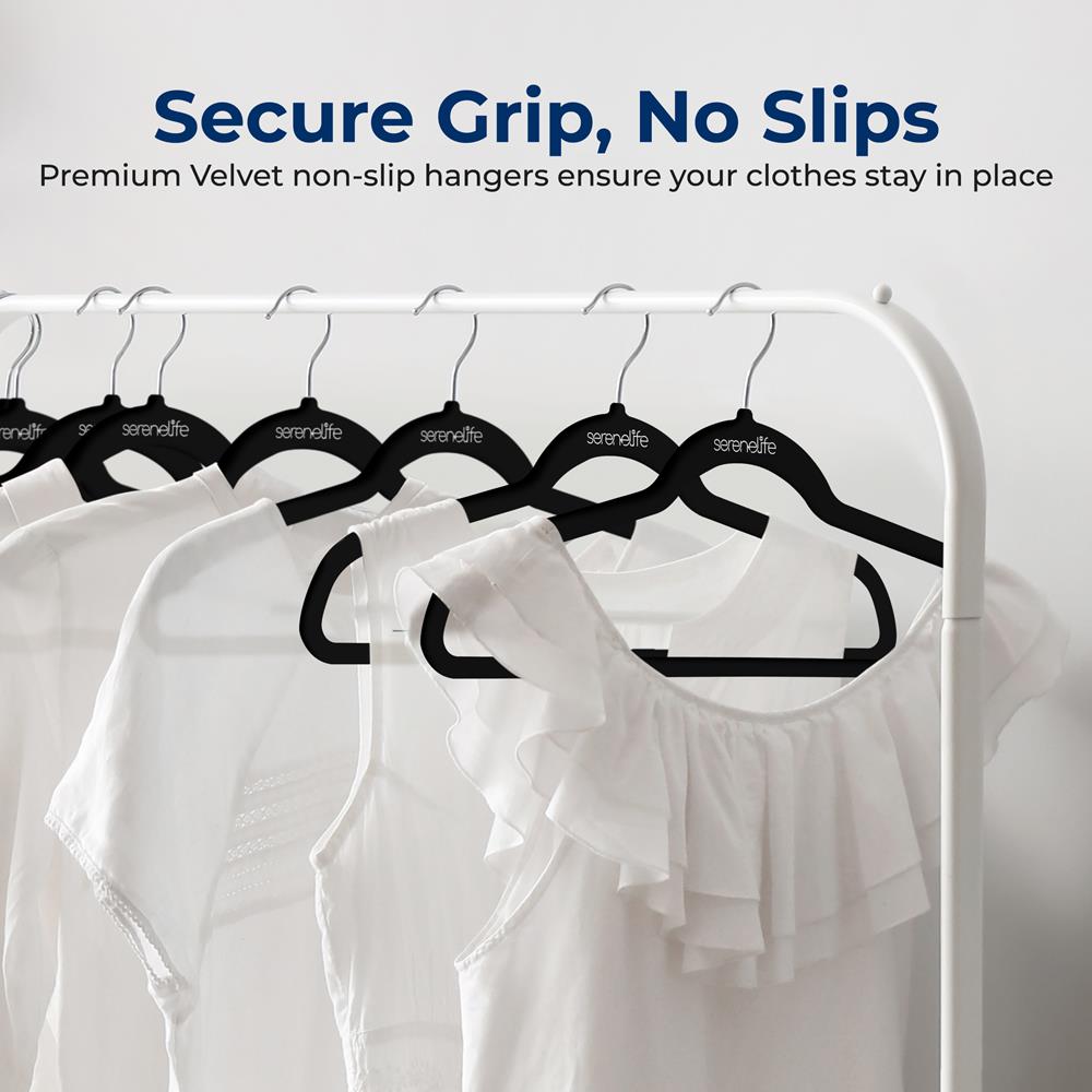 100 Pcs. Of Velvet Non-Slip Hangers For Clothes - Heavy Duty Coat Hanger Set With 360° Swivel Hook (Black)