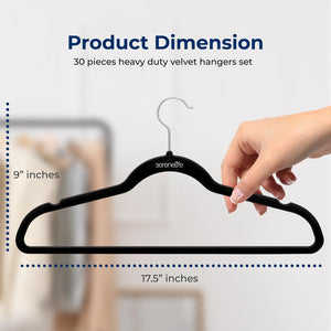 30-Pack Velvet Hangers Non-Slip 360° Swivel Hook Space-Saving Design