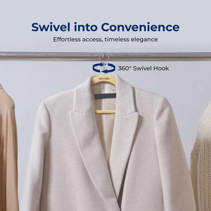 100-Pack Velvet Non-Slip Hangers, Space-Saving, 360° Swivel, Ivory