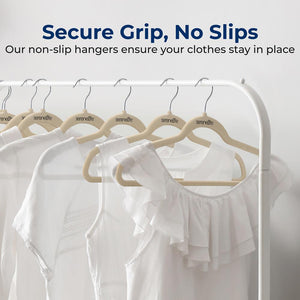 50 Pieces Velvet Hangers - Non-Slip, Sturdy, And Heavy Duty Coat Set With 360° Swivel Hook For Clothes (Ivory)