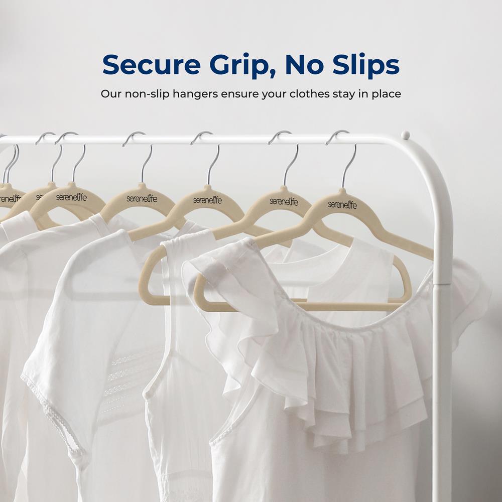 Velvet Hangers 50-Pack, Non-Slip, 360° Swivel Hook, Space-Saving, Ivory