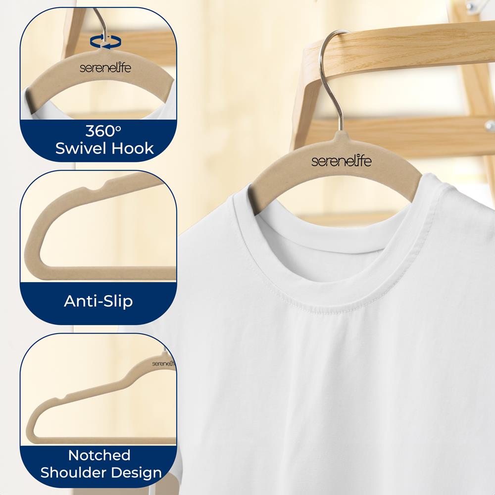 50 Pieces Velvet Hangers - Non-Slip, Sturdy, And Heavy Duty Coat Set With 360° Swivel Hook For Clothes (Ivory)