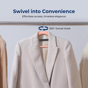 100 Velvet Hangers - Non-Slip, Space-Saving, 360° Swivel Hook, Pink