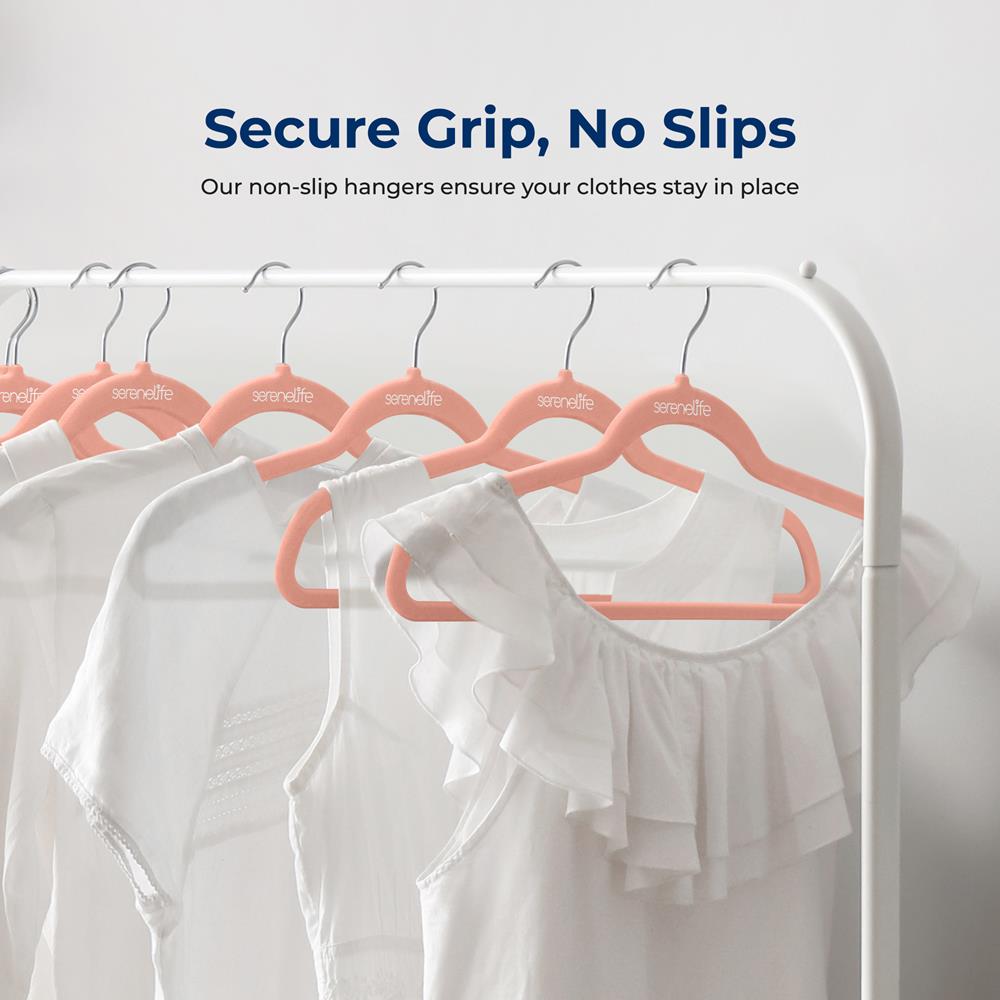 200 Velvet Hangers Non-Slip Space-Saving 360° Swivel Hook Pink