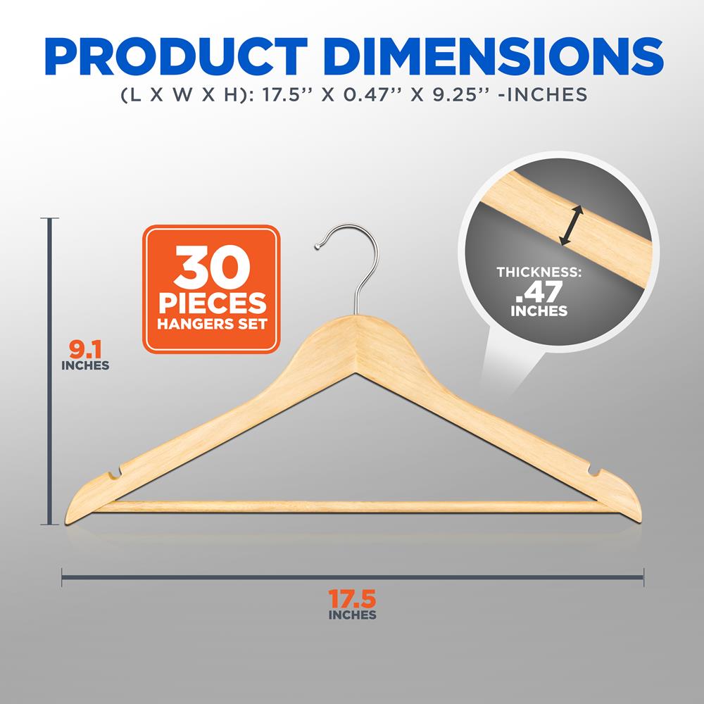 SereneLife Wooden Hangers - Thumbnail 4