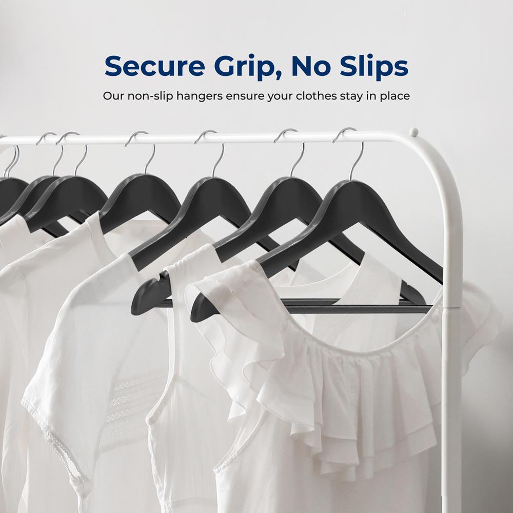 30-Pack Wooden Clothes Hangers, Heavy-Duty, Non-Slip, 360° Swivel Hook