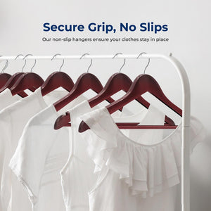 50-Pack Wooden Coat Hangers - Durable, Space-Saving, Cherry Finish
